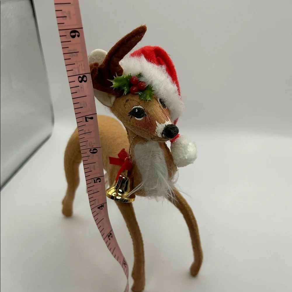 Annalee Reindeer Plush with Santa Hat and bell